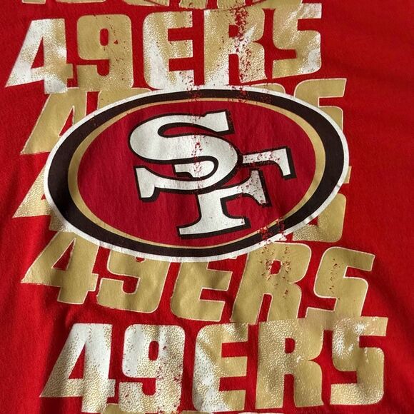 Y2K Reebok 49ers Women L NFL Top Red Gold VNTG Long Sleeve Graphic Football Tee - Picture 2 of 11